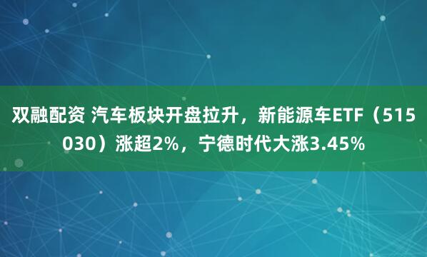 双融配资 汽车板块开盘拉升，新能源车ETF（515030）涨超2%，宁德时代大涨3.45%