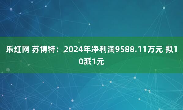乐红网 苏博特：2024年净利润9588.11万元 拟10派1元